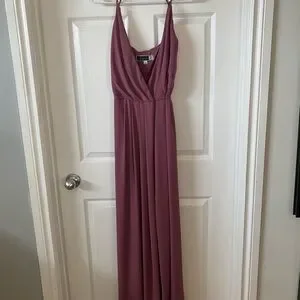 double-strap long georgette bridesmaid wrap dress Flutter Sleeve Georgette Wrap Bridesmaid Dress